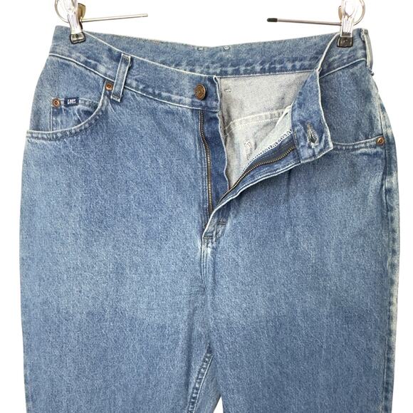 VTG 90s High Rise Mom Jeans Lee 16 Long Relaxed 32x35* Stonewash Retro Deadstock - Picture 2 of 16